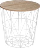 Atmosphera Bijzettafel Kumi - Witte salontafel en opberger - Metaal - Draadmand