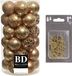 Merkloos / Sans marque Kerstversiering 37x stuks kunststof kerstballen camel bruin 6 cm inclusief gouden kerstboomhaakjes