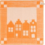 Knit Factory Gebreide Keukendoek House - Ecru/Orange - 50x50 cm