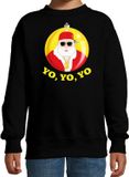 Bellatio Decorations Kersttrui / sweater - voor kinderen - Kerstman - zwart - Yo Yo Yo - rappers - Kerstdiner 110/116