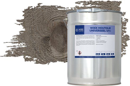 Wixx Houtolie Universeel UV+ - 5L - Grijs - Mat - Voor binnen & buiten