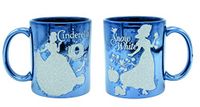 Disney Princesses Snow White & Assepoester mok Metallic blauw, glitterprint, metallic glans, 100% keramiek, ca. 320 ml, geschenkdoos.