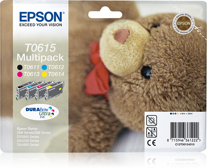 Epson T0615 Teddybear Multipack - Inktcartridge - Zwart, Cyaan, Geel, Magenta