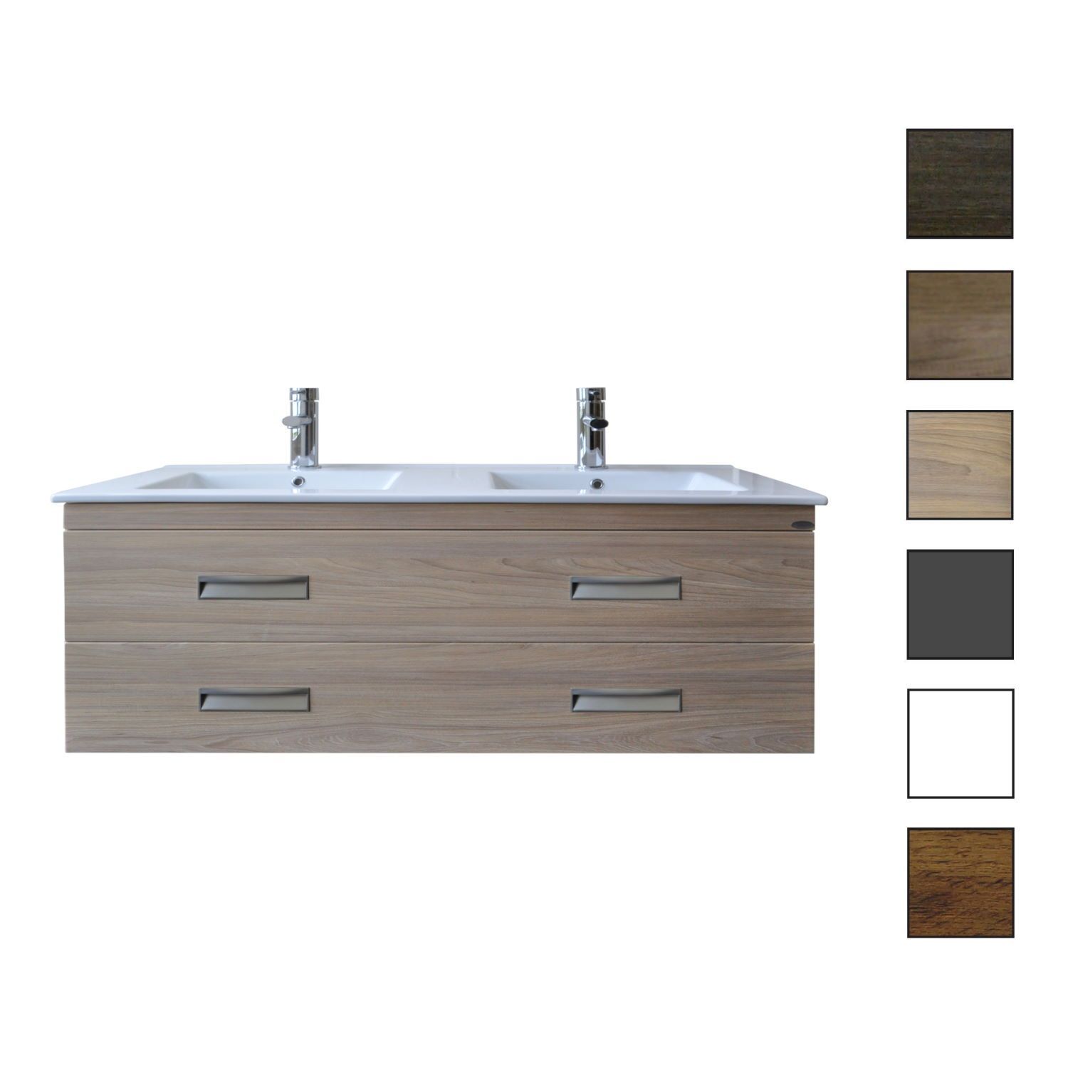 Badkamerdepot Badkamermeubelset Sanicare Q2 Twee Soft-close Laden 120 cm Belluno Eiken (Spiegel Optioneel)