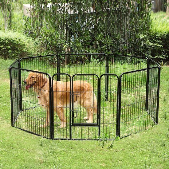 Songmics XL Hondenren / Puppy Ren Kennel - Zwart - 210 cm Diameter