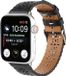 Strap-it Leren band met patroon - Geschikt voor Apple Watch bandje - Zwart