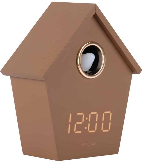 Karlsson Riqueza Cuckoo Wekker - Mokka - 6.8x13x15.3cm - Modern