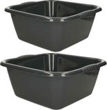 Forte Plastics Afwasbak teil - set van 2 formaten - 10 en 15 liter - antraciet - kunststof
