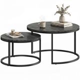 Homcom Ensemble de tables basses - Métal, MDF - Noir - Set de 2