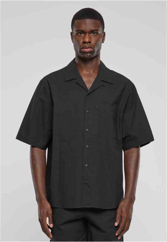 Urban Classics Relaxed Seersucker Short Sleeve Overhemd - Zwart - L - Heren