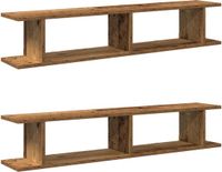 vidaXL Wandschappen 2 stuks 105x18x20 cm bewerkt hout oud houtkleurig