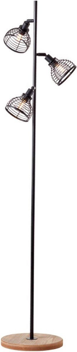 Brilliant Vloerlamp Avia Zwart | Staande lamp | Hout | Zwart | EAN: 4004353397004