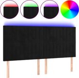 vidaXL Hoofdbord LED 200x5x118/128 cm fluweel zwart