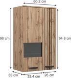 Vicco Amber Wandkast – 60.2 cm met 2 deuren Bruin