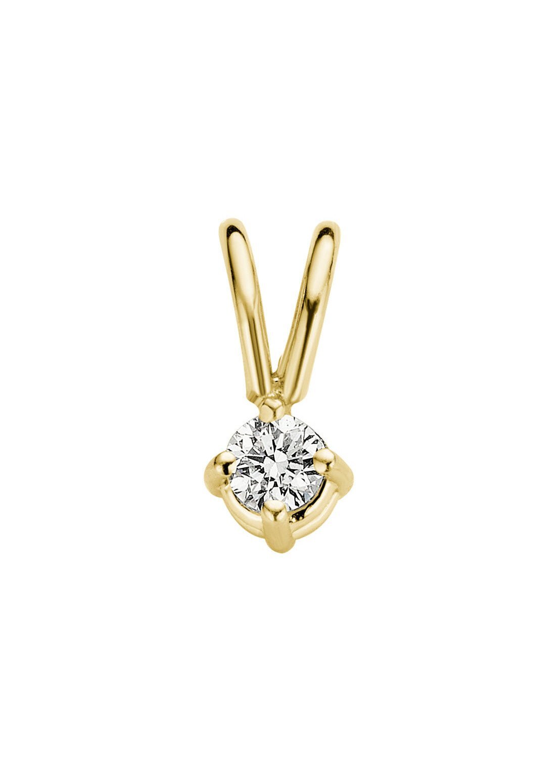 Diamond Point Geelgouden solitair groeibriljant hanger, 0.05 ct. 0.05 ct diamant Groeibriljant