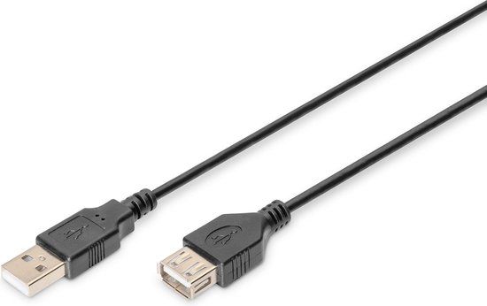 Digitus USB-kabel USB-A stekker, USB-A bus 1.80 m Zwart