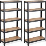 Merkloos / Sans marque 2x stellingkast metaal - tot 875 kg - 5 etages - legbordstelling - opbergrek