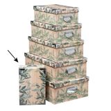 5Five Opbergdoos/box - 2x - Green leafs print op hout - L28 x B19.5 x H11 cm - Stevig karton - Leafsbox