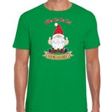 Bellatio Decorations fout kersttrui t-shirt heren - Kado Gnoom - groen - Kerst kabouter M