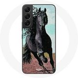 Maniacase Hoesjes voor Samsung Galaxy S21 FE Het Zwarte Paard van het Friese Ras