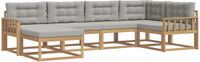 vidaXL Buiten bank set 5 st Wit en Lichtgrijs Polyester
