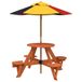 VidaXL Picknicktafel voor 4 kinderen met parasol, rond, van grenenhout