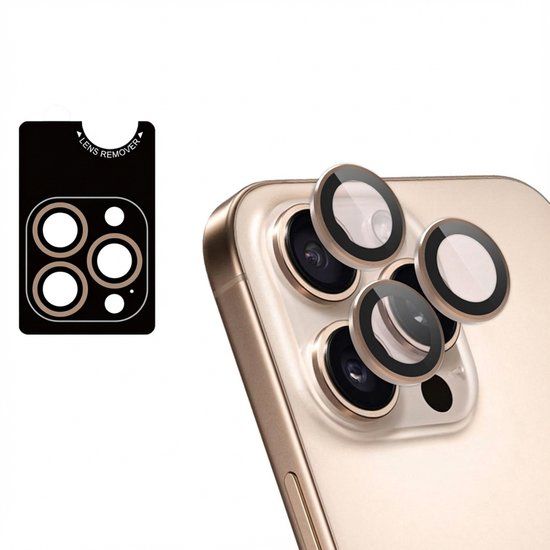 imoshion Camera Lens Protector - Geschikt voor Apple iPhone 16 Pro Max / 16 Pro - 2 Pack - Desert Titanium