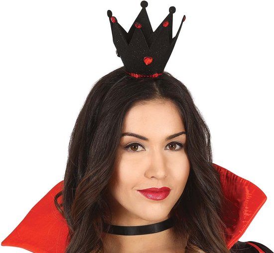 Zwarte Mini Hoedje Diadeem - Boze Koningin - Dames