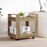 VidaXL Bureau trolley artisan eiken 60 x 45 x 60 cm bewerkt hout