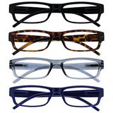 Leesbril Zwart Bruin Grijs Blauw Lichtgewicht Lezers Waarde 4 Stuks Mannen Vrouwen RRRR32-1273 +2,00