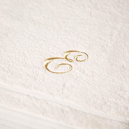 Caleffi Handdoek met gastendoekje van katoen, geborduurd, ivoorkleuren - 71356