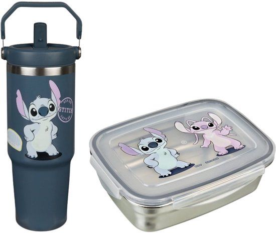 4KidsOnly Lilo & Stitch Lunchset; Lunchbox en Drinkfles