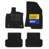 DBS Automatten - op maat gemaakt voor Dacia SANDERO/STEPWAY vanaf 01/2021 - Antislip met bevestigingsclips - 4 automatten voor/achter - zwarte tapijt