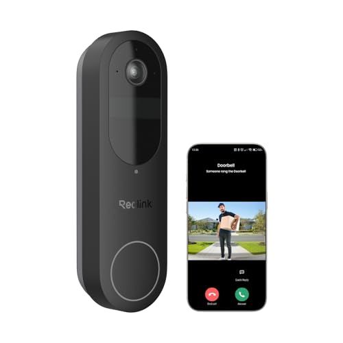 Reolink 2K Draadloze Videodeurbel met Batterij, 2,4/5GHz Wi-Fi, 150°x150° Zicht, Geen Maandelijkse Bijdrage, Batterij- of draadvoeding, Personen-/voertuig-/pakketherkenning, Video Doobell (batterij)