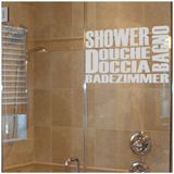 Ambiance Sticker Raamfolie, ondoorzichtig, zelfklevend, inkijkbescherming, voor ramen en douchedeur, meertalige douche, 55 x 80 cm