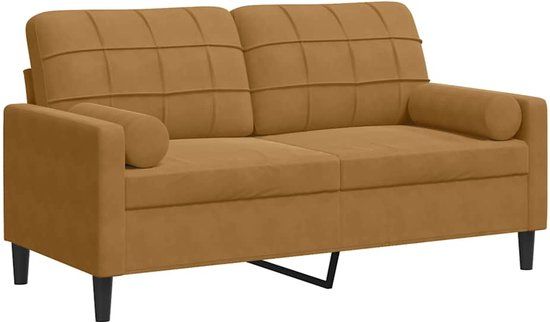 vidaXL Tweezitsbank met sierkussens 140 cm fluweel bruin