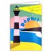 69-8144 Fluo-kaart voor vertrek Je zult je missen met pensioen of verhuizing, illustratie, vuurtoren, zonsondergang, zee, met envelop 12 x 17,5 cm, binnenkant wit, fluo-inkten, gemaakt en geproduceerd