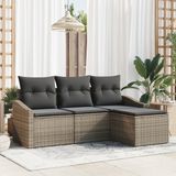 vidaXL Bankstel 4-delig Grijs Polyrattan
