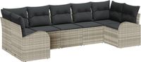 vidaXL Tuinbank Set Lichtgrijs Polyrattan 7-delig
