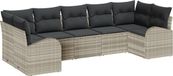vidaXL Banc de jardin gris clair polyrattan 7 pièces