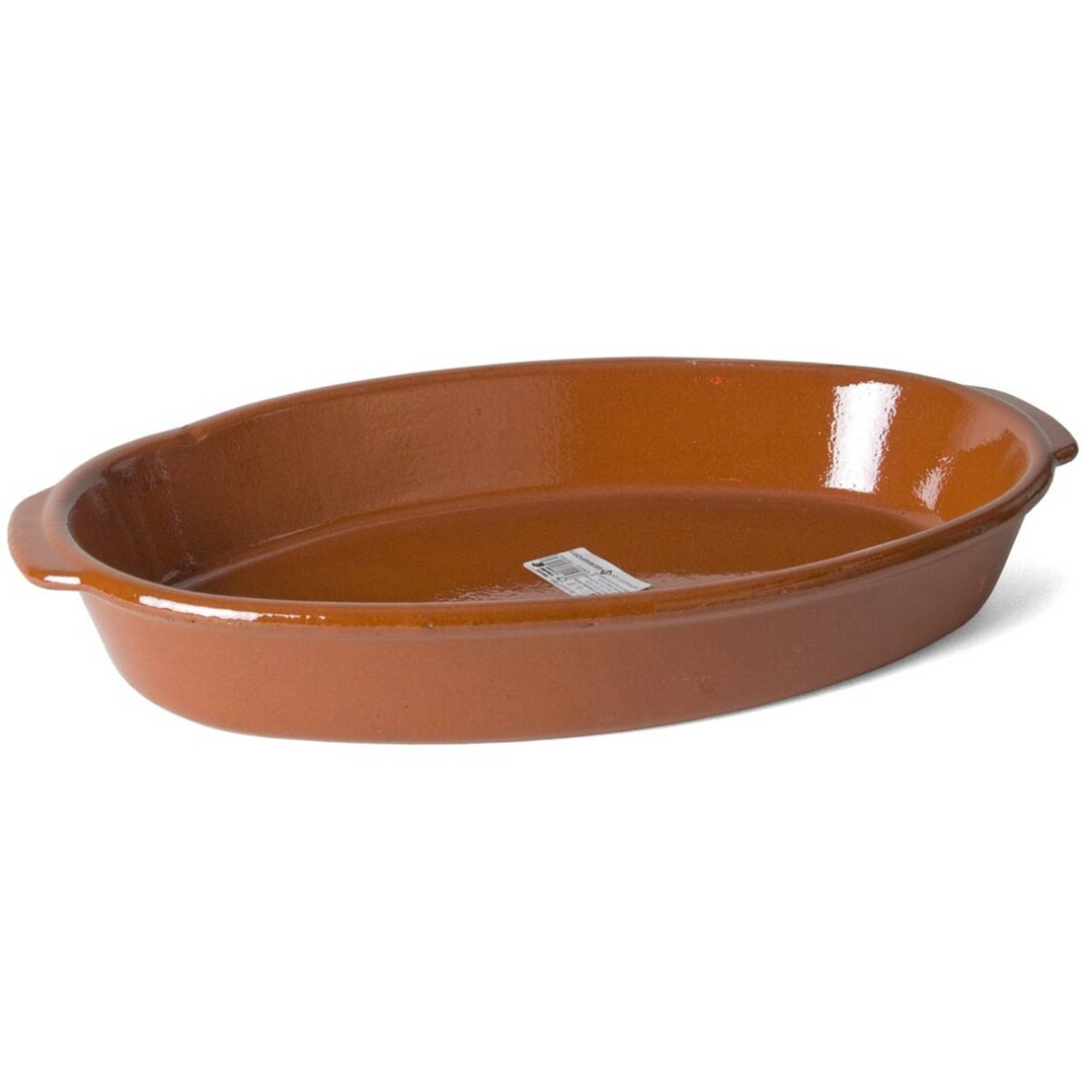 - Bruine terracotta ovenschaal/serveerschalen 44 x 27 x 7 cm - Ovaal - Ovenschotel schalen - Bakvorm/braadslede