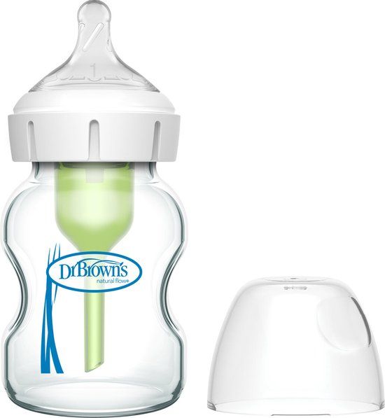 Dr. Brown's Options+ Anti-Colic Babyfles - Brede halsfles - Glas - 150ml
