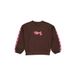 QPI sweater met tekst - donkerbruin