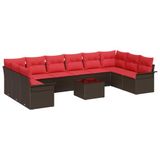 vidaXL Tuinbank Set 10 Zitplekken Bruin Polyrattan