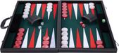 Engelhart Backgammon 21 inch - Groen, Rood & Wit Ingelegd Bord - Luxe Zwarte Koffer met Handvat