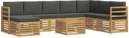 vidaXL - Bank loungeset - Massief acacia hout - Wit en antracietkleurig - 4 zitplekken