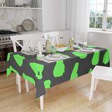 Bonamaison Tafelkleed, Anti-Mold, Sneldrogend, Waterdicht, 100% Polyester Tafellaken, Neon groene rook, 140 x 160 Cm