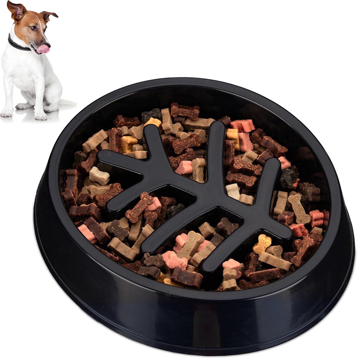 Relaxdays anti schrok voerbak hond - anti schrok bak - eetbak - hondenvoerbak - etensbak zwart