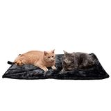 FurHaven ThermaNAP Groot kattenbed, gewatteerd imitatiebont, zelfverwarmend, wasbaar - zwart, groot