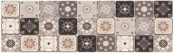 vidaXL Tapis de cuisine, mosaïque, gris et beige, 300 x 60 cm